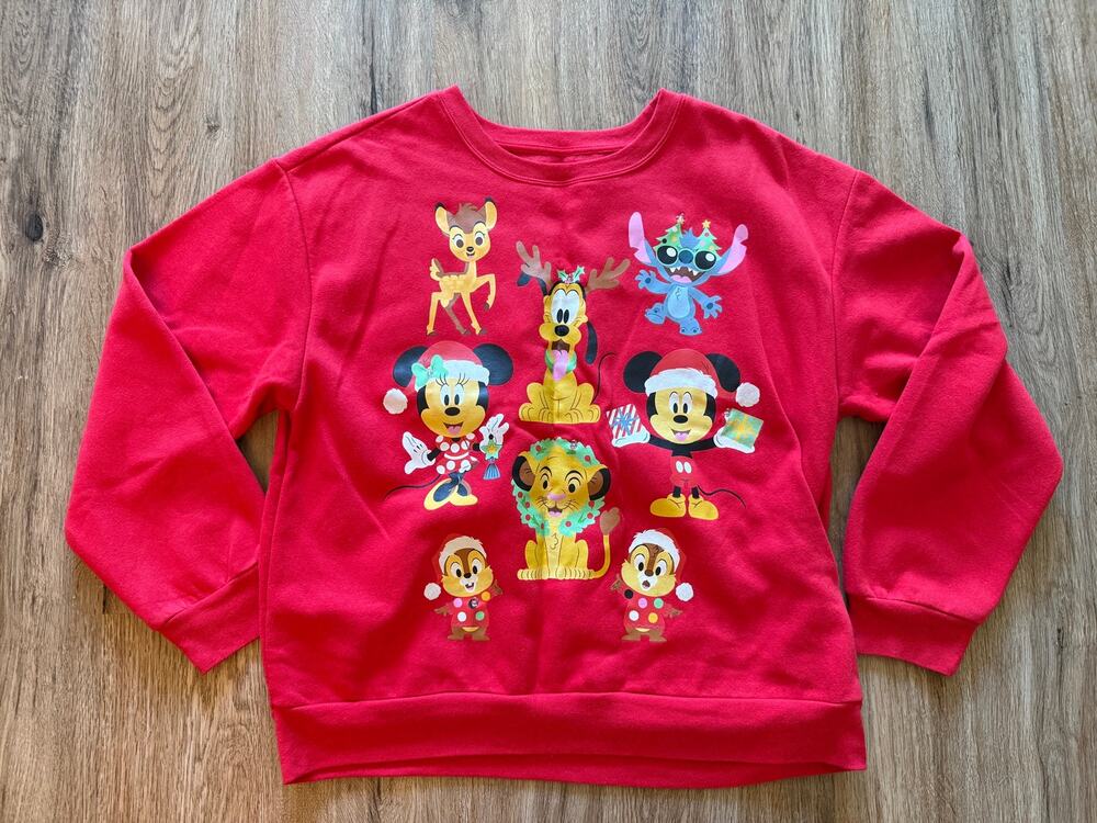 Disney 100 Mickey Holiday LIGHT UP Red Sweatshirt Christmas 2023 Size Large